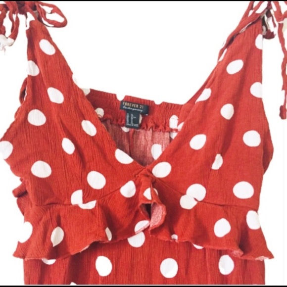 FOREVER 21 Contemporary Maxi Dress With Large Polka Dot Print Ginger Red Size XL - Picture 5 of 9